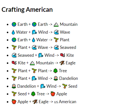 How to make American in Infinite Craft