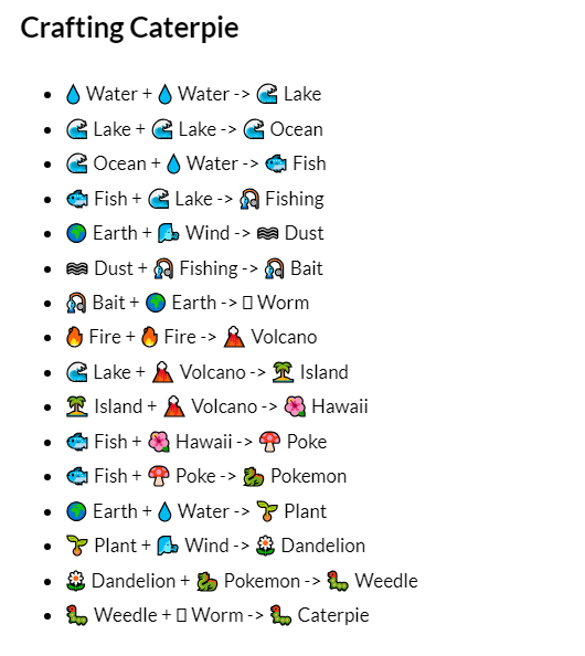 How to Make Caterpie in Infinite Craft