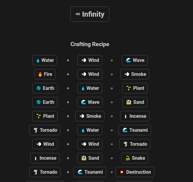 How to make Infinity Craft in Infinite Craft