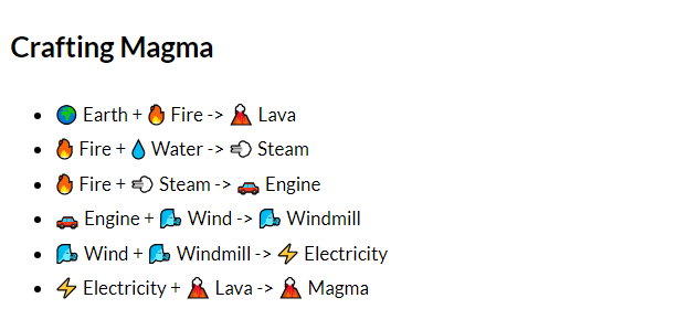 How to make Magma in Infinite Craft