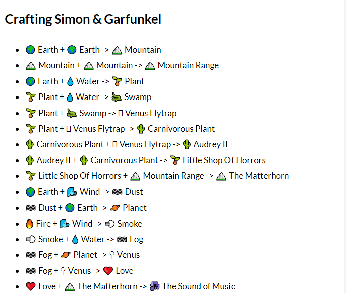 How to Make Simon & Garfunkel in Infinite Craft