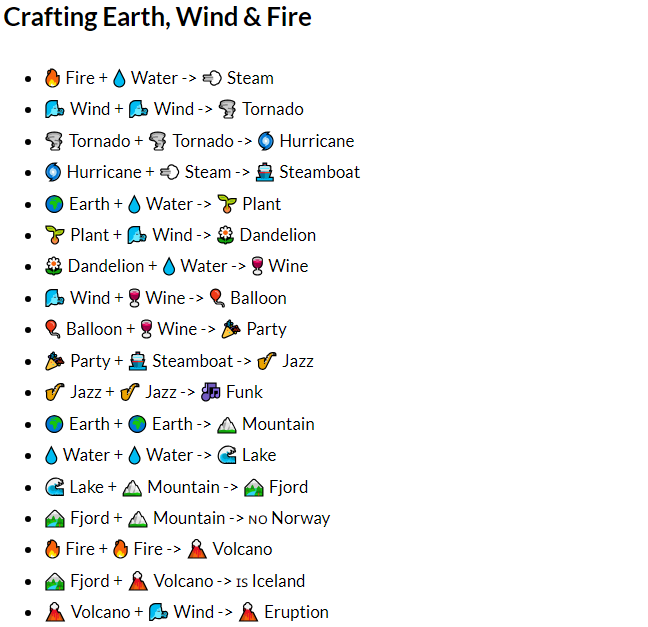 How to Make Earth, Wind & Fire in Infinite Craft