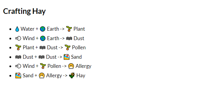How to make Hay in Infinite Craft