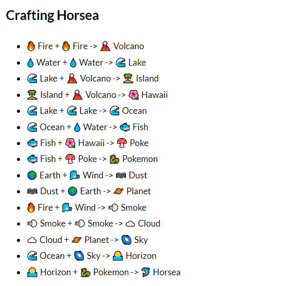 How to Make Horsea in Infinite Craft